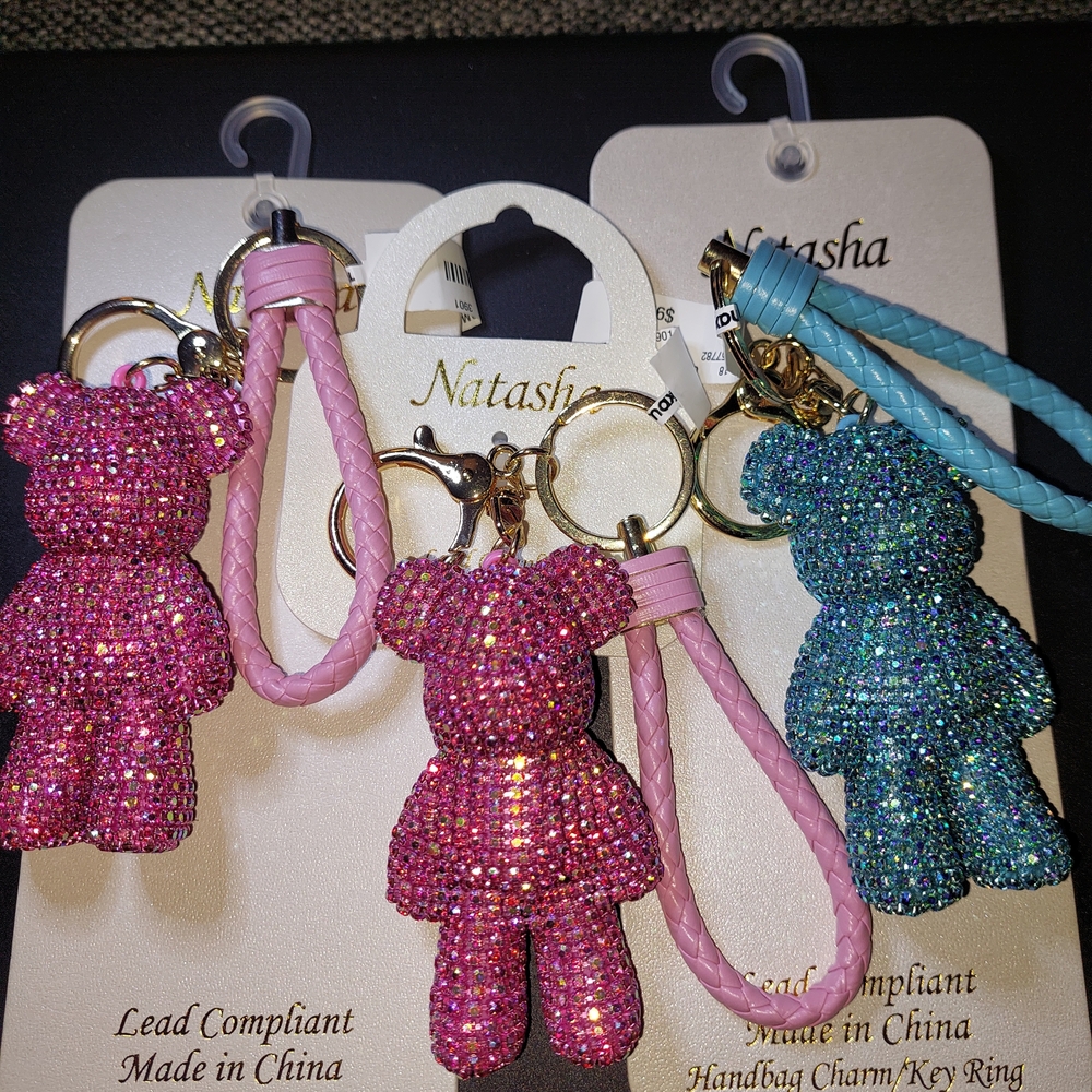 Natasha Couture Pink and Blue Bear Key Holders